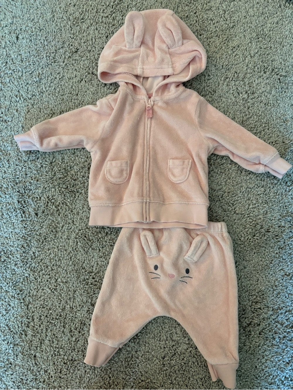 Carter's Light Pink Plush Hooded Set